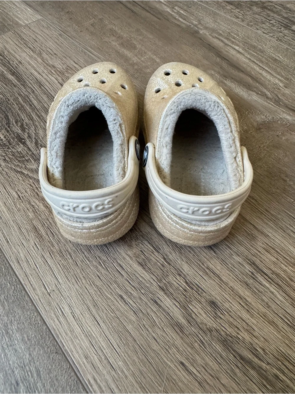 CROCS Kids Glitter Clogs in Champagne
